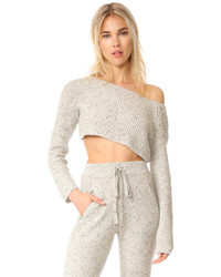 Grey Fluffy Cropped Sweater