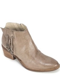 Grey Fringe Leather Ankle Boots