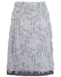 Grey Fringe Silk Skirt