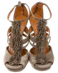 Gucci Suede Fringe Embellished Sandals