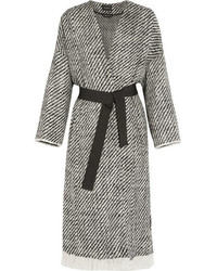 Isabel Marant Iban Fringed Wool Blend Tweed Coat Gray