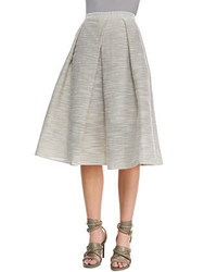 Tibi Striped Raffia Full Skirt Natural