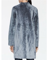 Calvin Klein Platinum Shearling Reversible Long Coat