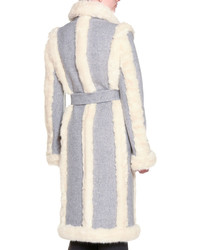 Stella McCartney Fur Free Fur Shearling Long Coat Felt Gray