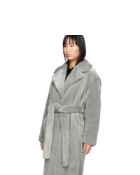Tibi Grey Faux Fur Oversized Luxe Coat