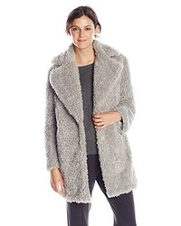 Kensie Notch Collar Faux Fur Coat