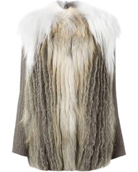 Liska Fur Ribbed Sleeved Coat