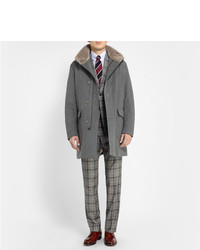 Loro Piana Beaver Collar Wool And Cashmere Blend Quilted Coat