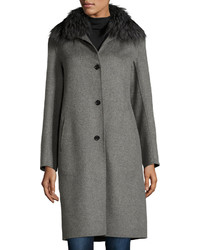 Neiman Marcus Cashmere Collection Cashmere Coat With Detachable Fur Collar