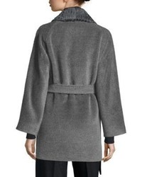 Max Mara Demien Fur Collar Wool Alpaca Coat