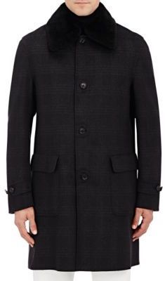 Brioni Fur Collar Flannel Car Coat Dark Grey, $5,975 | Barneys New