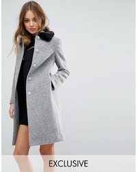 Helene Berman Longline Vintage Coat With Contrast Faux Fur Collar
