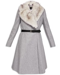 Ted Baker Narniaa Faux Fur Collar Belted Coat