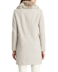 Lauren Ralph Lauren Petite Wool Blend Coat With Faux Fur Collar