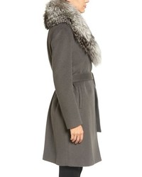 Elie Tahari Wrap Coat With Genuine Fox Fur Collar