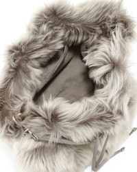Ralph Lauren Shearling Fur Bucket Bag Gray