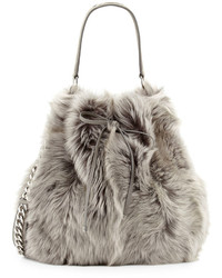Ralph Lauren Shearling Fur Bucket Bag Gray