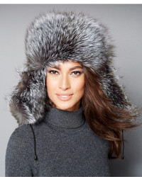 The Fur Vault Black Silver Fox Fur Trapper Hat
