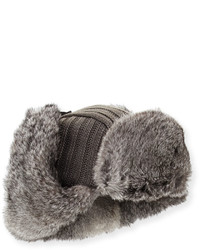 Hat Attack Fur Lined Knit Trapper Hat Graynatural
