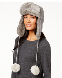 Surell Sweater Knit And Rabbit Fur Trooper Hat