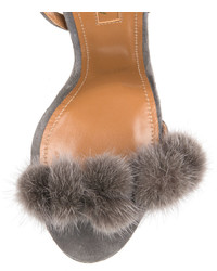 Aquazzura Wild Russian Mink Fur Sandal Urban Gray