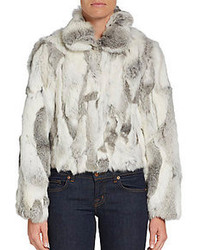 Adrienne Landau Textured Rabbit Fur Jacket