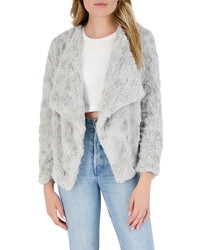 BB Dakota Come Cozy Drape Front Textured Faux Fur Jacket