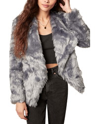 BB Dakota Drape Front Faux Fur Jacket