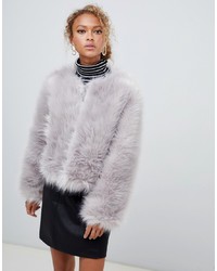 New Look Fluffy Faux Fur Collarless Jacket