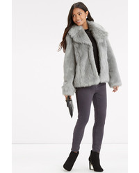 Oasis Grey Fur Collared Coat