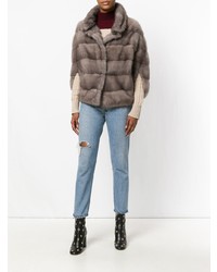 Liska Romea Slit Sleeves Fur Jacket