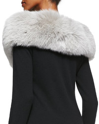 Adrienne Landau Fox Fur Button Stole Light Gray