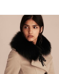 Burberry Fox Fur Collar With Check Cashmere Lining