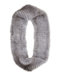 Pologeorgis Knitted Mink Fur Infinity Scarf Gray
