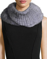 Pologeorgis Knitted Mink Fur Infinity Scarf Gray