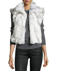 Adrienne Landau Fitted Rabbit Fur Vest Coma Gray