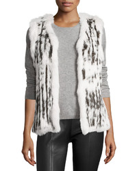 Neiman Marcus Rabbit Fur Vest Graywhite
