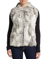 Saks Fifth Avenue Zip Front Rabbit Fur Vest