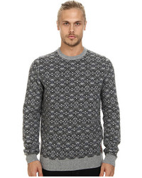 Grey Geometric Crew-neck Sweater