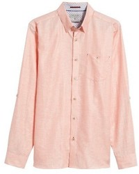 Ted Baker London Laavno Extra Slim Fit Linen Blend Sport Shirt