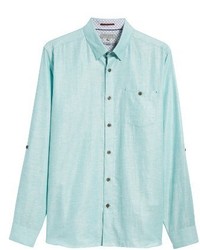 Ted Baker London Laavno Extra Slim Fit Linen Blend Sport Shirt