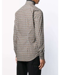 Prada Geometric Print Poplin Shirt