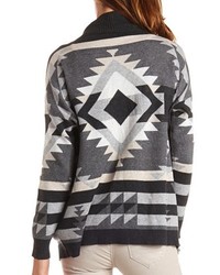 Charlotte Russe Geo Aztec Open Cardigan Sweater