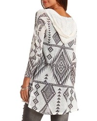 Charlotte Russe Hooded Aztec Duster Cardigan Sweater