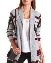 Charlotte Russe Open Front Marled Aztec Cardigan Sweater