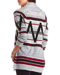 Charlotte Russe Open Front Marled Aztec Cardigan Sweater