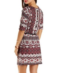 Charlotte Russe Sweater Knit Tribal Print Belted Dress