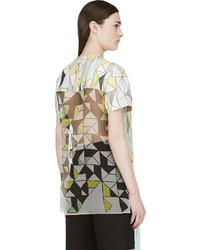 Roksanda Grey And Yellow Silk Geometric Baynes T Shirt