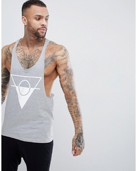 ASOS DESIGN Extreme Racer Back Vest With Raw Edge And Triangle Print