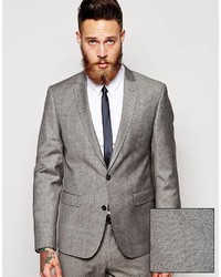 Grey Geometric Wool Blazer